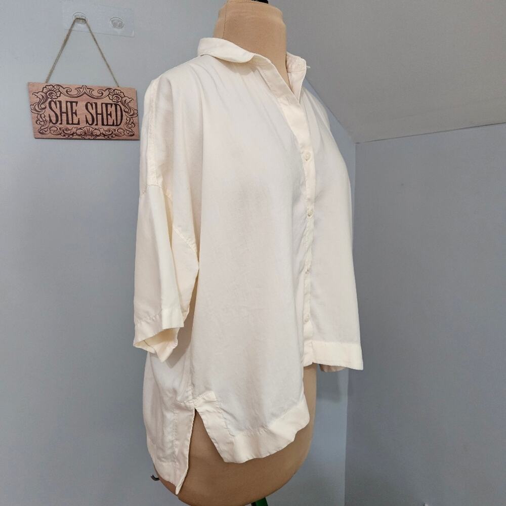 Everlane Oversized Ivory Button Front Shirt Top Size Small Minimal Capsule - Picture 2 of 10